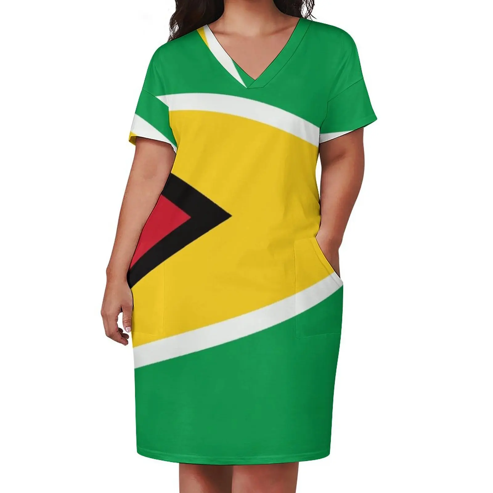 Guyana Flag Loose Pocket Dress dresses korean style prom clothes