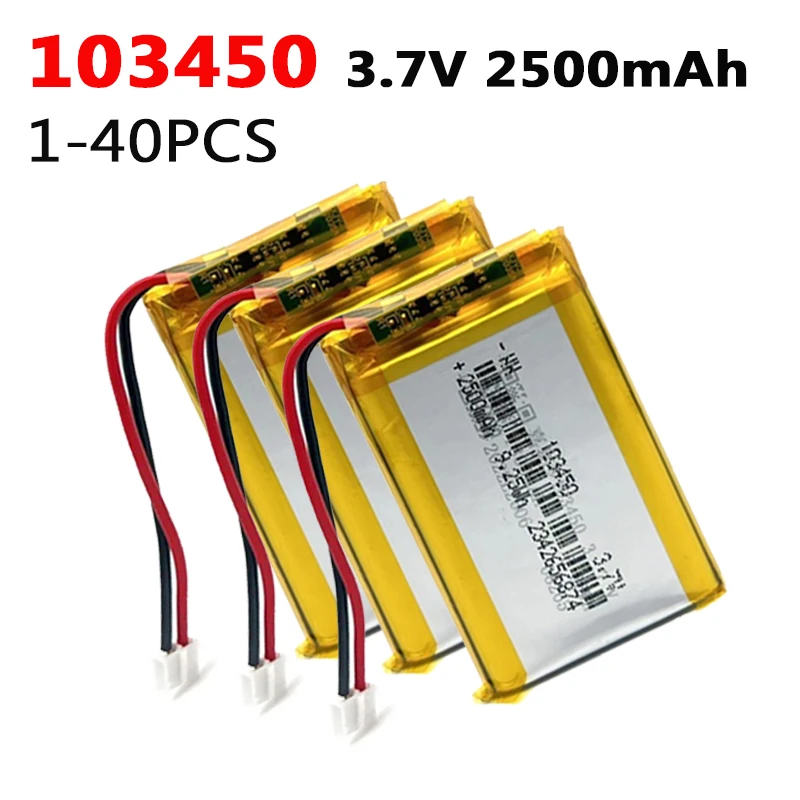 103450 3.7V 2500mAh Rechargeable Lithium Polymer Lipo Battery For MP4 DVD DVR LED MP5 GPS Bluetooth Headset Speaker Massager