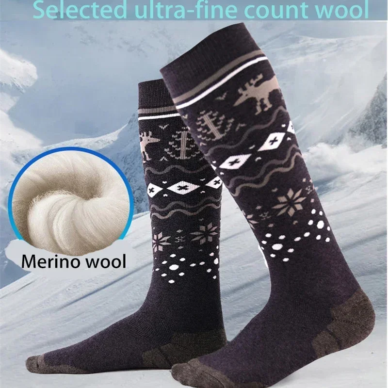 2025 Ski Socks Adults Thickened Thermal Long Tube High Top Socks Outdoor Snowboarding Skiing Warm Prevent Cold Soft Snow Socks