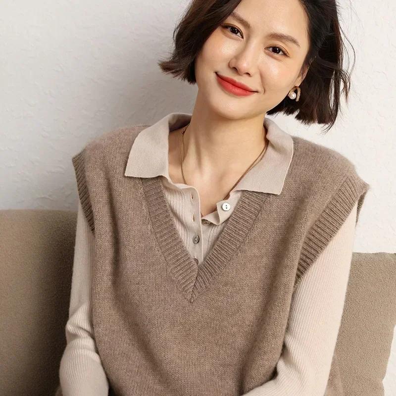 

Crew-neck Women's Fashion Pullover Sweater Sweater Women's Loose Comfortable Cashmere Vest
