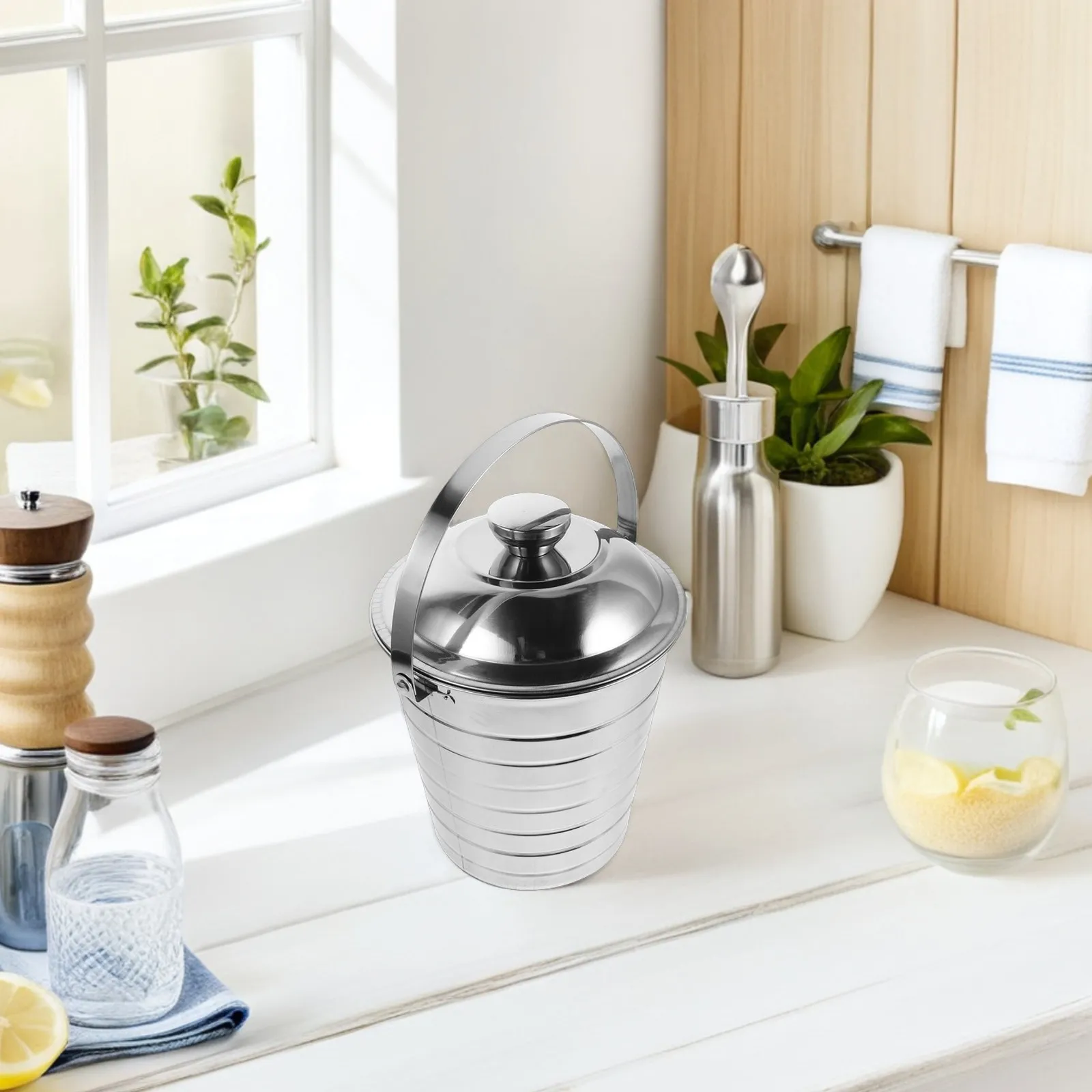 

Ведро для молока из нержавеющей стали с крышкой и ручкой, 10,4x7,9 дюймов, пищевое, универсальное, для фермы, доильного цеха, кухни, хранения, кемпинга