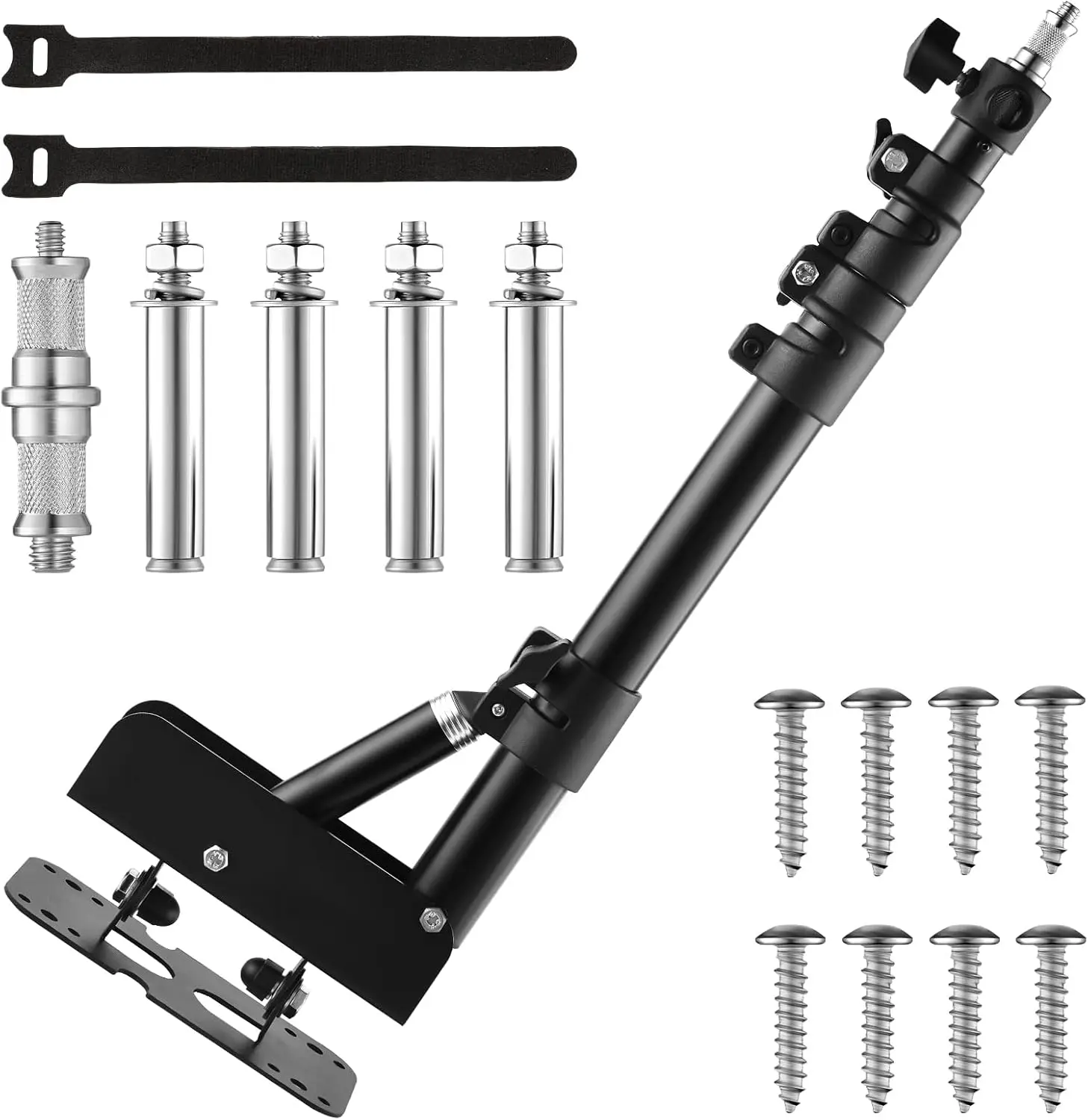 Ring Light Wall Mount with Compact 45 Boom Arm - Adjustable Lightweight Aluminum Photography Light Stand - 12lb Capacit
