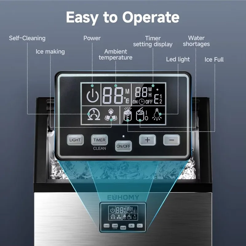 Factory Price  Crescent Ice Maker Commercial 100lbs/24H Stainless Steel Under Counter Ice Machine with Storage Bin Customized