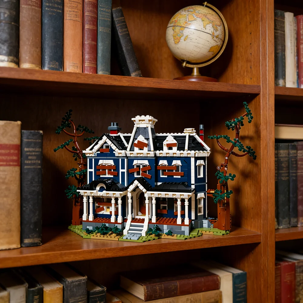 

2593PCS Horror House Building Blocks ,Vintage 1980s Retro Ghost Town Architecture 11370 Halloween Street View for Adults Gifts