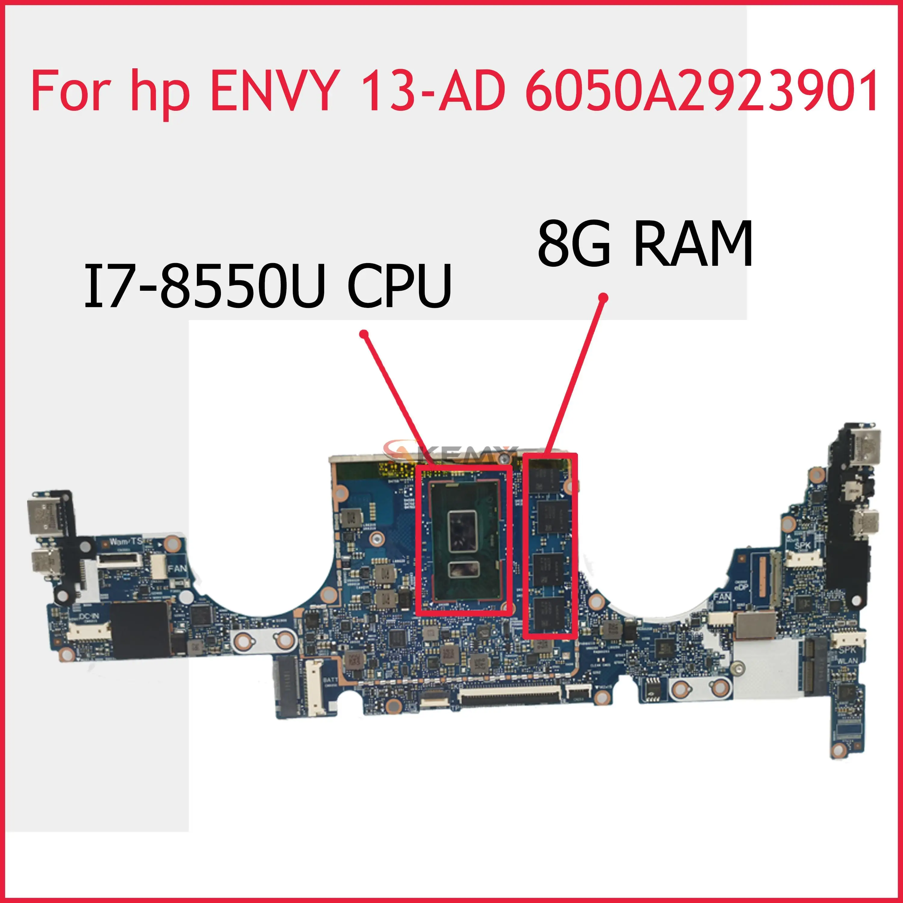

For HP 13-AD TPN-I128 Laptop Motherboard 6050A2923901 939646-601 SR3LA i5-8250U 8G RAM Notebook Mainboard Envy Tested OK