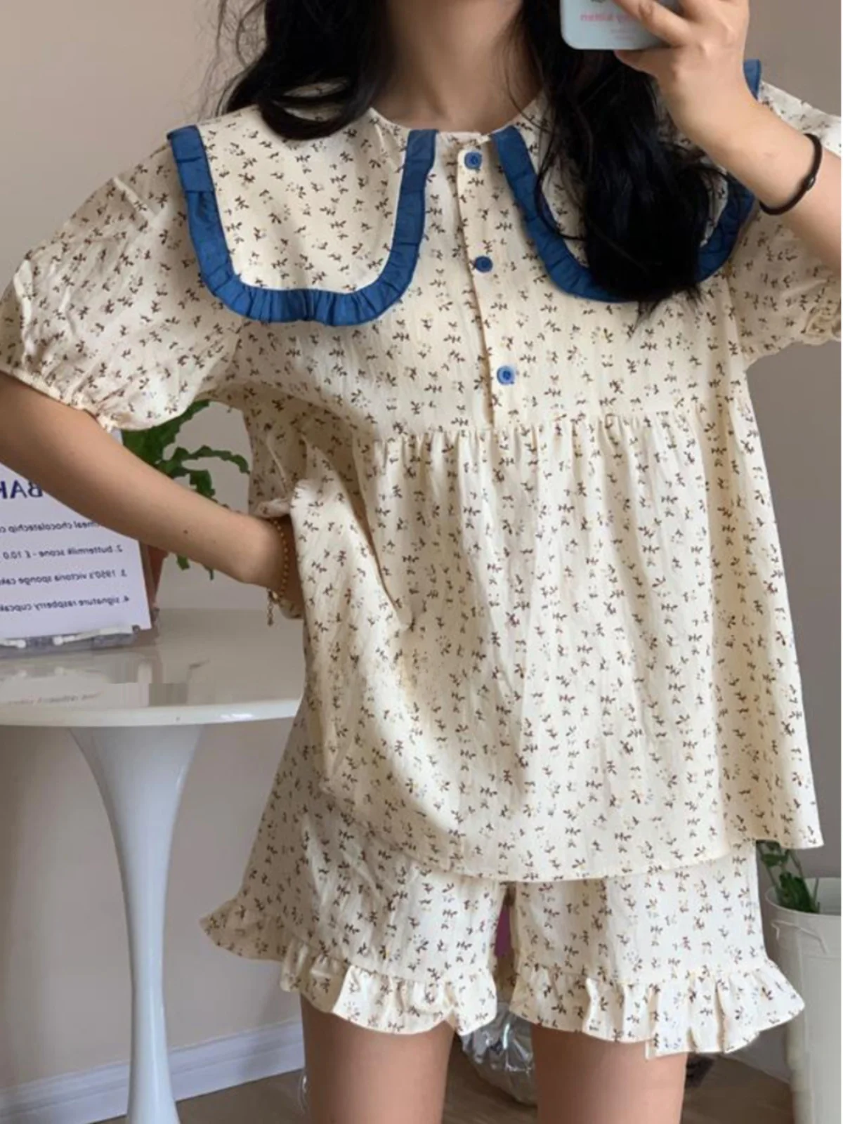 Милый женский комбинезон с цветочным принтом, лето 2023, новый комплект из двух предметов Sle ort Sve orts, можно носить вне домашней одежды