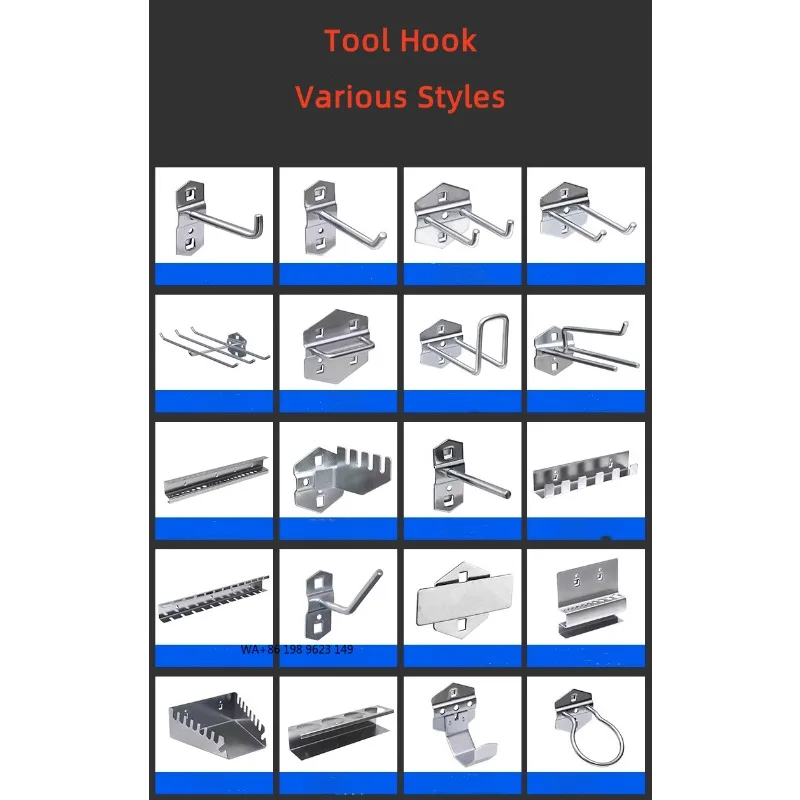Heavy Duty Iron Frame Storage Rack Waterproof Tool Pegboard Organizer for Garage Workshop Tool Storage and Home Organization