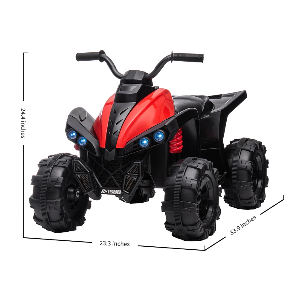 4-wieler voor kinderen, 12V batterij-aangedreven rit op ATV, elektrische 4-wieler quad ATV-auto met MP3, USB, LED-koplamp rit op speelgoed f