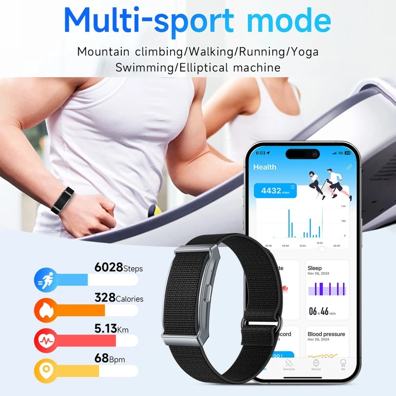 Smart Bracelet Heart Rate,Blood Oxygen,Body Temperature,Sleep,HRV Female Physiological Cycle Monitor with Woven&Silicone Strap