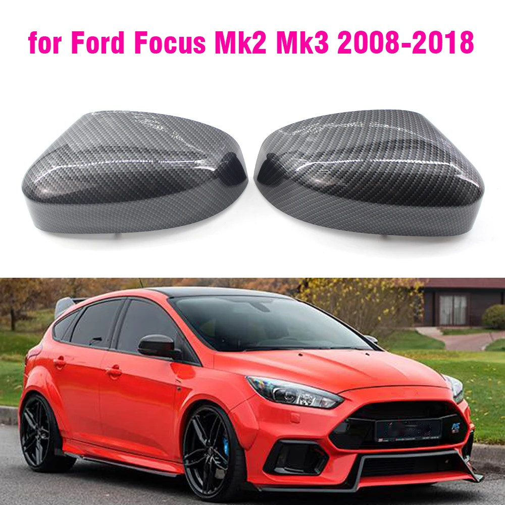 Carbon Fiber Bright black Side Rearview Mirror Cover For Ford Focus MK2 MK3 2008 2009 2010 2011 2012 2013 2014 2015 2016 2017