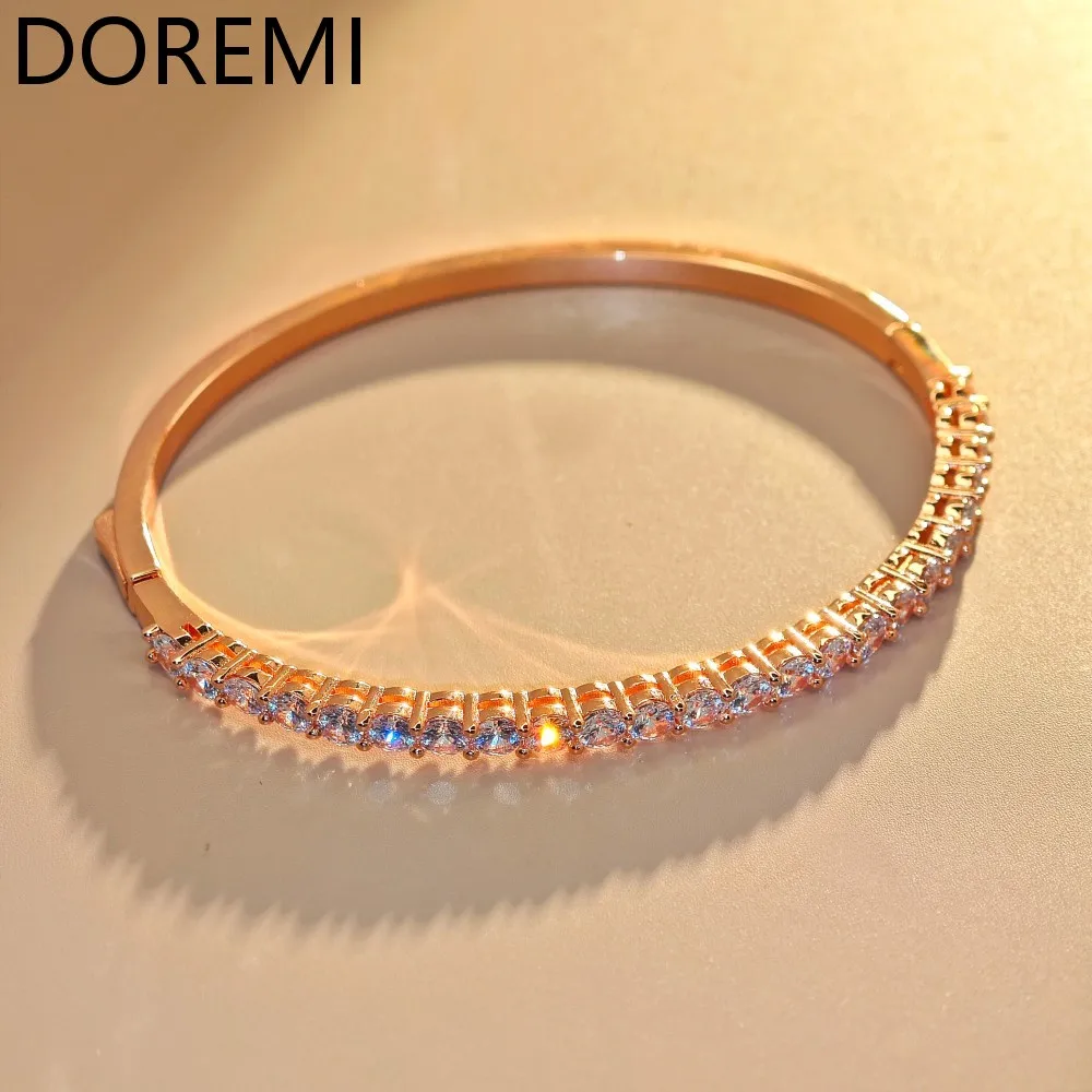 DOREMI Elegant Paved Zircon bangle 5A CZ Stone Dainty Women Bangle Anniversary Gift Jewelry