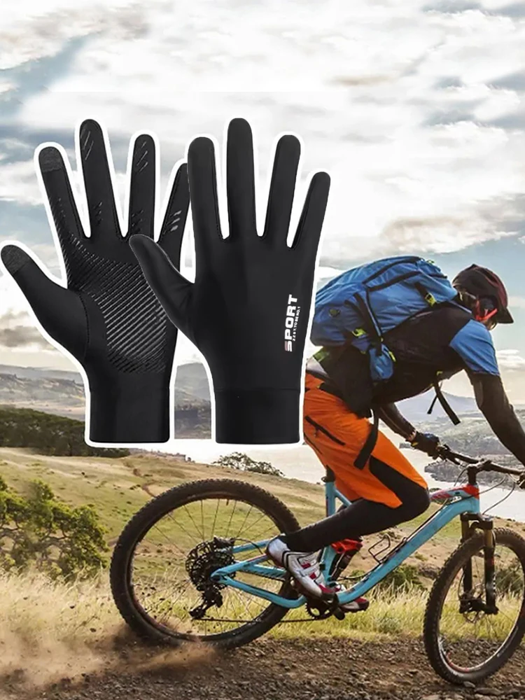 AliExpress NONE 1 Pair of All Finger Thin Gloves Breathable and Shockproof Touch Screen Gloves Spring and Summer Mountain Road Cycling Gloves