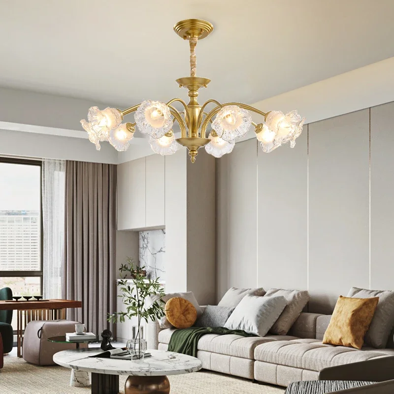 

Postmodern Glass Chandelier For Living Room Bedroom Dining Room Luxury American Ceiling Pendant Light E27 Home Lighting Fixtures