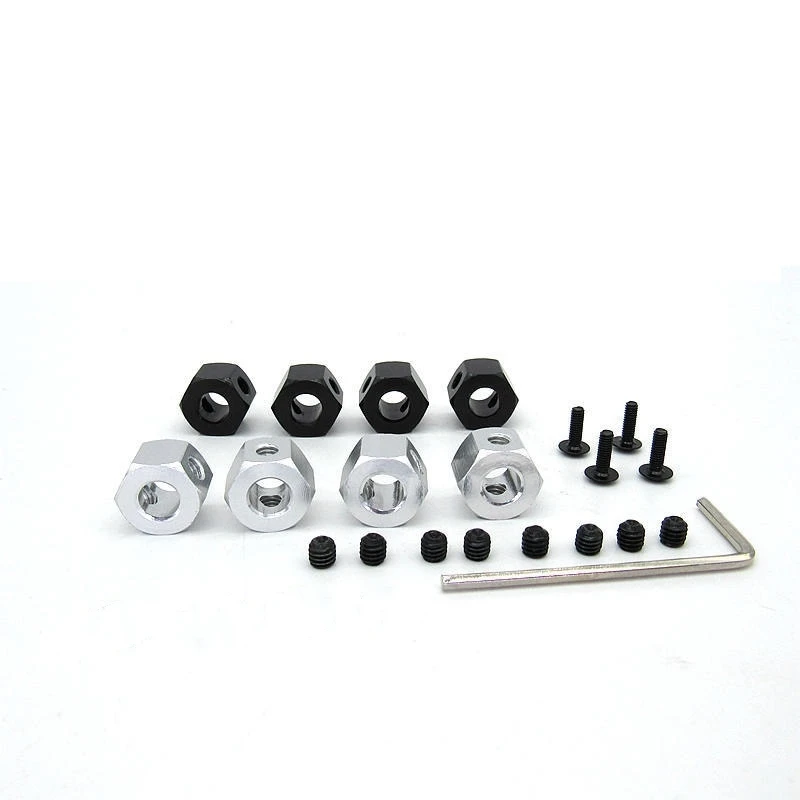 Adaptador sextavado do cubo da roda do combinador de metal de 4 pces 5mm a 12mm para d12 c14 c24 c34 mn d90 d91 mn99s rc peças de atualização do carro,