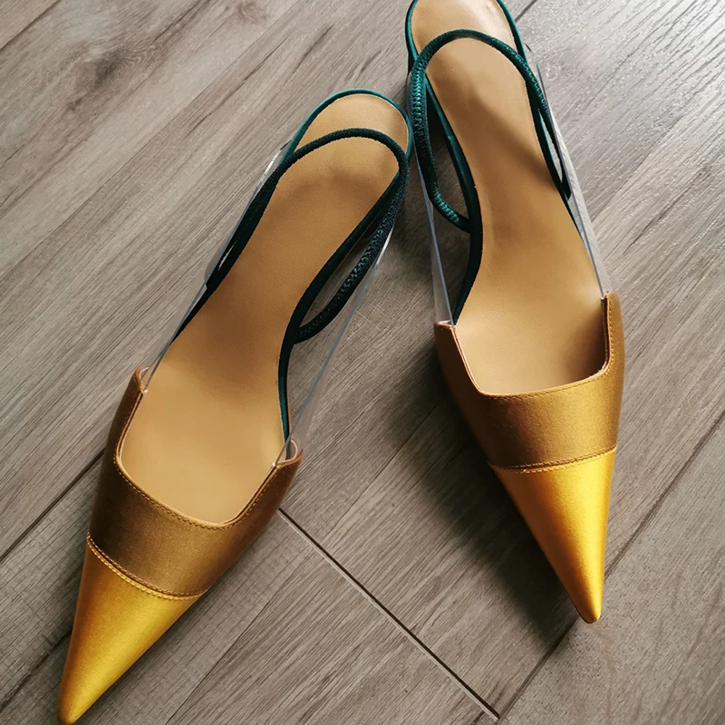 

Pointed Toe Chunky Heel Slippers Outer Wear Ladies Summer Mules Ankle Strap Slingback Female Pumps Elegant Casual Women Shoes