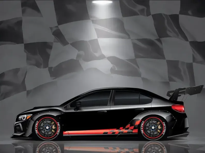 

Universal Fit Checkered Racing Car Stripe, Auto Racing Side Vehicle Stripe , Cast Vinyl Wrap, Long Stripe Sports Decal
