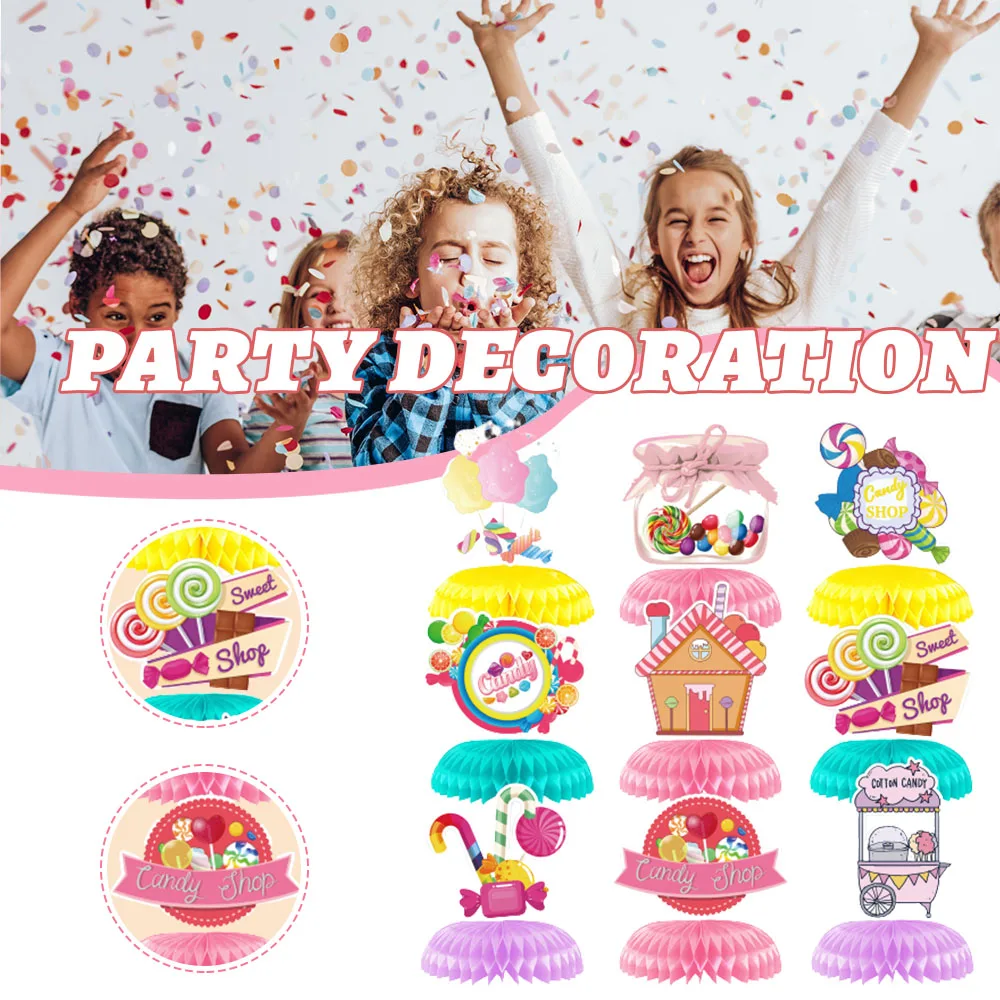 

9-компонентные сотовые центральные детали Lollypop, настольные топперы для вечеринок по случаю дня рождения