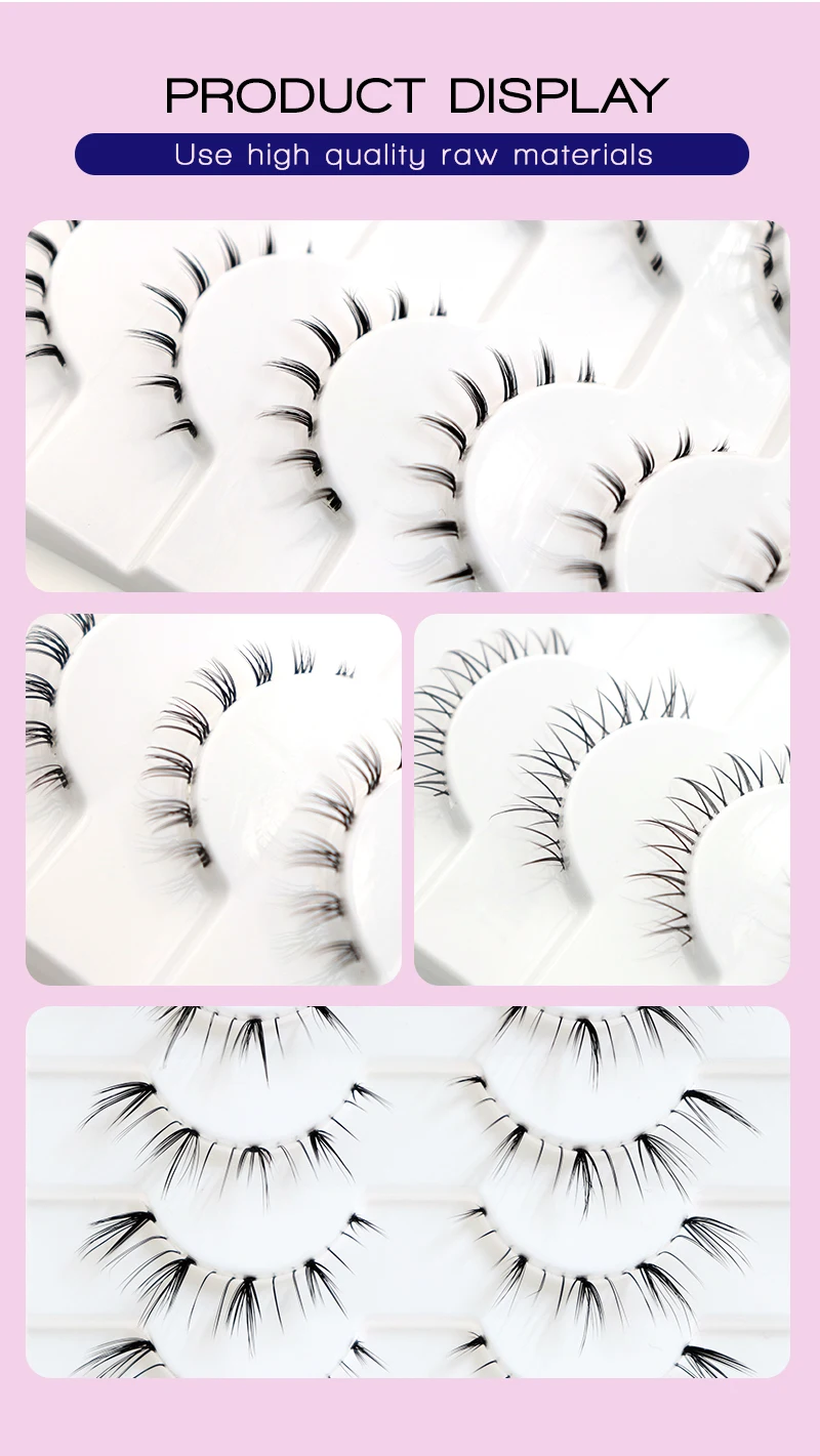 VIPUDA Untere Wimpern 5/10 Paar Natürliche Koreanische Augen Manga Untere Wimpern Cluster Klar Band Wispy Bottom Wimpern Cosplay Make-Up – Detail 5