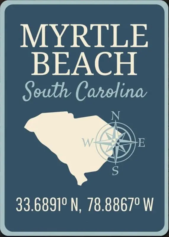 Myrtle Beach Sign, Beach, South Carolina Carolina, State Decor, Decor Home - Metal S