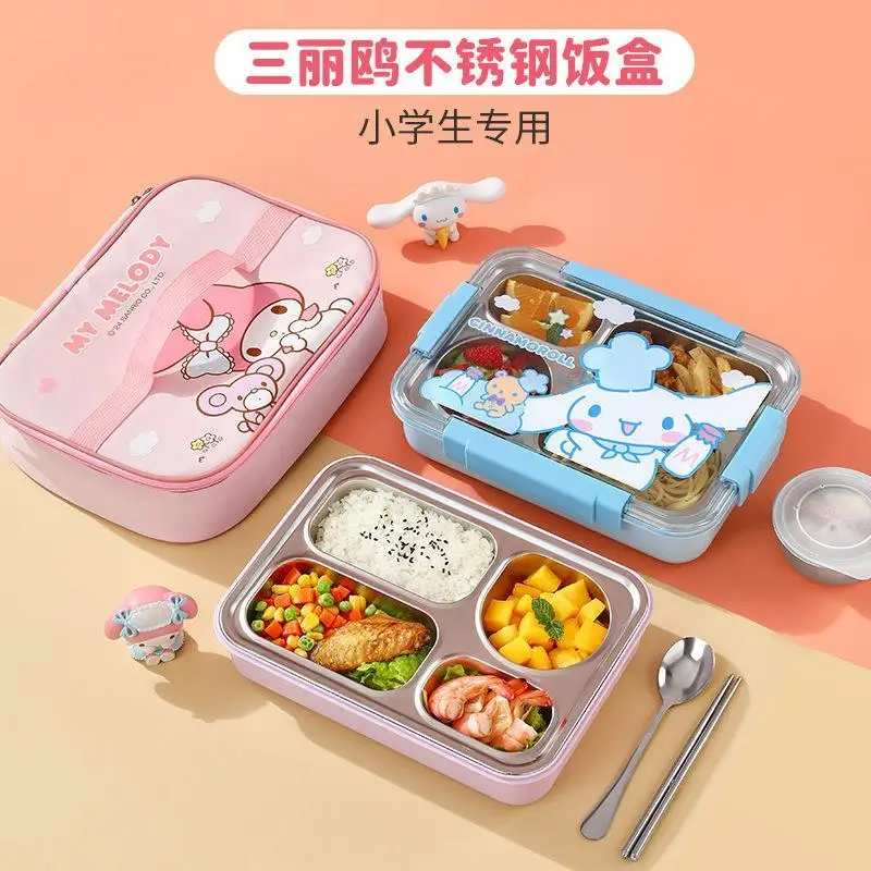 

Sanrios Hellokitty Cinnamoroll5Pcs Cartoon Insulated Lunch Box Spoon My Melodysus304 Lunch Box Home Office Portable Lunch Box