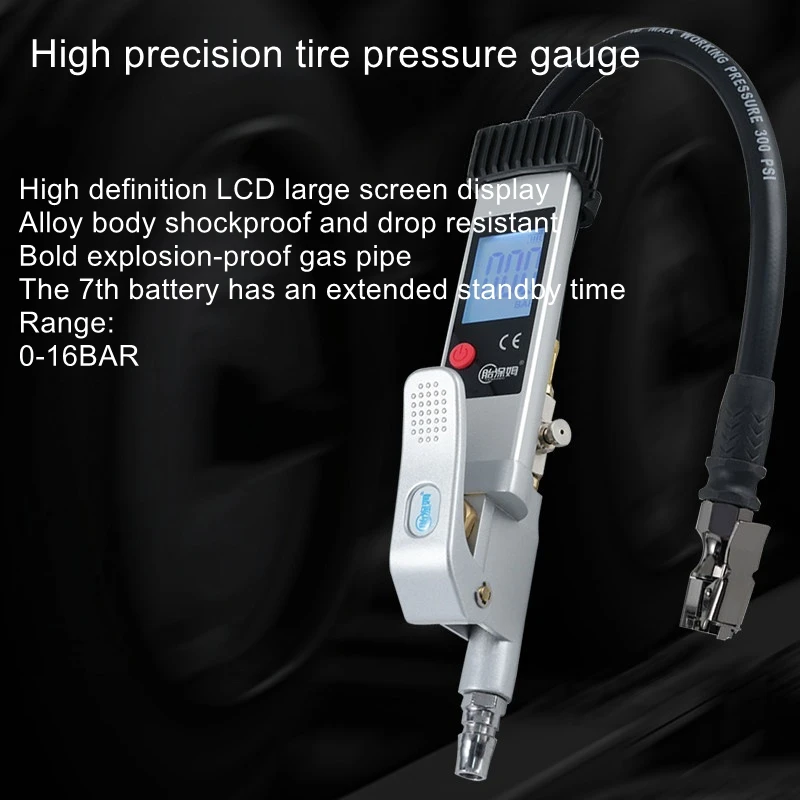 High-Precision Tire Pressure Gauge, Car Tire Inflator with Digital Display, Electronic Pressure Gauge, Digital Tire Inflator Gun