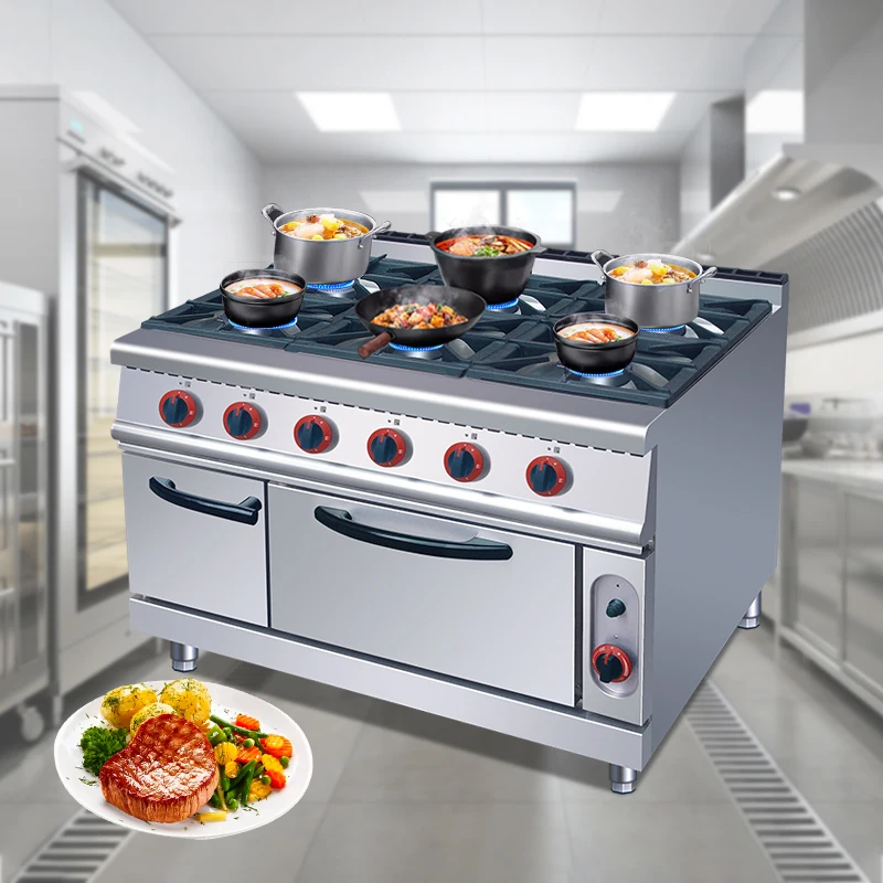 Commercial Kitchen Equipment Electric Gas Stove 6 Burner Gas Cooker With Oven And Grill For Kitchen