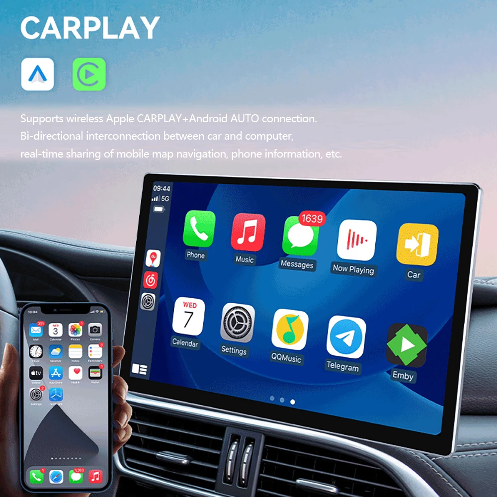 3 + 32G 910 بوصة أندرويد 13 مزدوج الدين ستيريو السيارة QLED شاشة تعمل باللمس راديو السيارة مع Carplay وكاميرا أندرويد GPS Navi FM BT #3