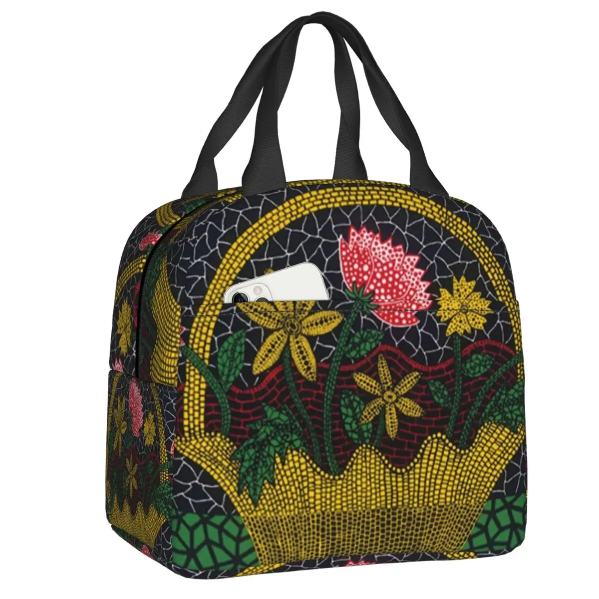 Custom Pink Polka Dot Yayoi Kusama Abstract Art Pumpkin Polka Insulated Lunch Bags Women Resuable Thermal Cooler Food Lunch Box