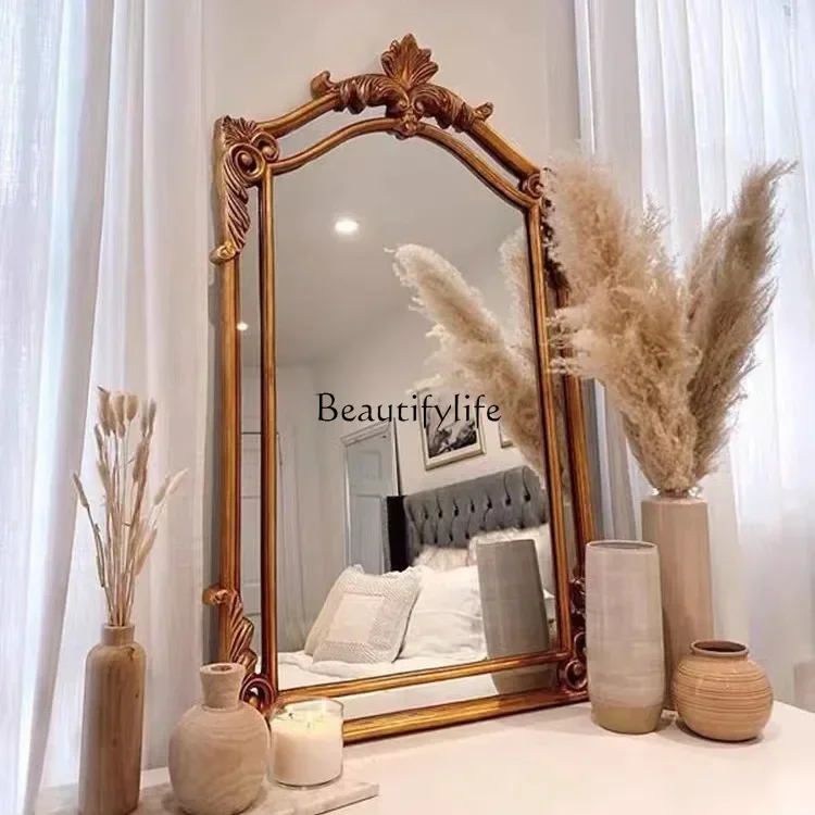 

2French retro bathroom mirror European porch hanging wall anti-fog bathroom mirror