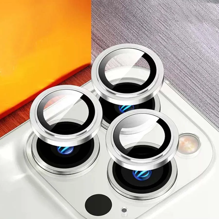 

For iPhone 14 13 12 11 Pro Max Back Lens Cover Lens Protective Film Metal Camera Tempered Glass Metal Ring Prevent Scratches