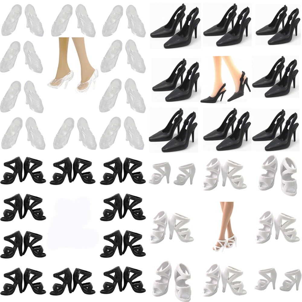 NK 40 Pairs Zwart-wit Mix Verschillende Stijl Prinses Schoenen Voor 1/6 Pop Noble Hoge Hakken Mode Sandalen Accessoires DIY Speelgoed