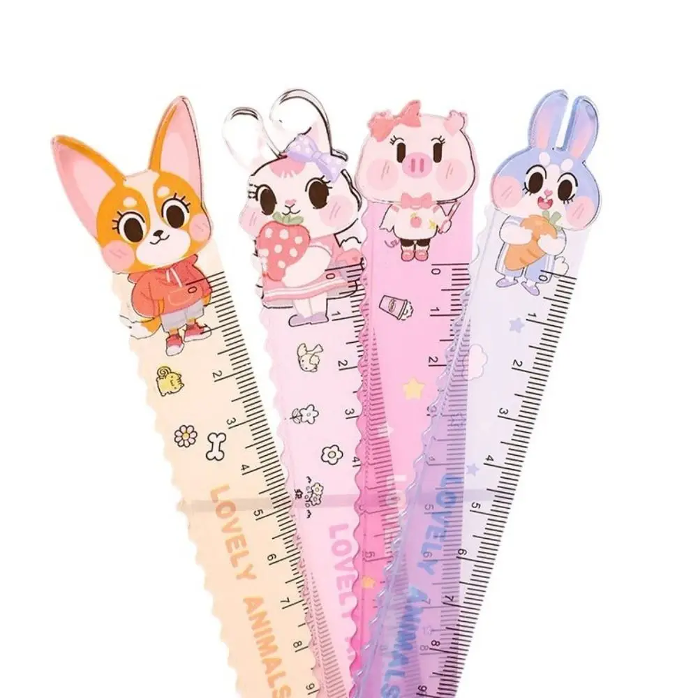 Kawaii Plastic Straight Ruler Rabbit School Office Supplies Ruler Planner Accessories Drawing Tools