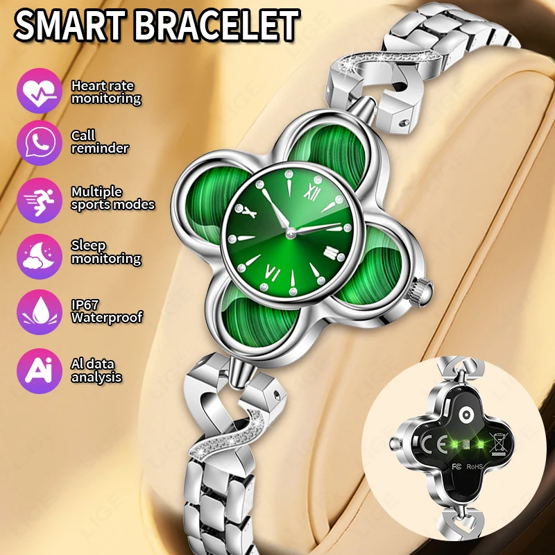 

LIGE Fashion Smart Bracelet AI Data Analysis Heart Rate Sleep Health Monitor Clock Display Call Reminder Ladies Gifts Wristband