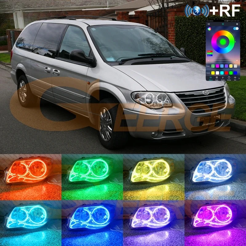 

For Chrysler Voyager IV 2005 2006 2007 2008 RF Remote Bluetooth APP Multi-Color Ultra Bright RGB LED Angel Eyes Kit Halo Rings