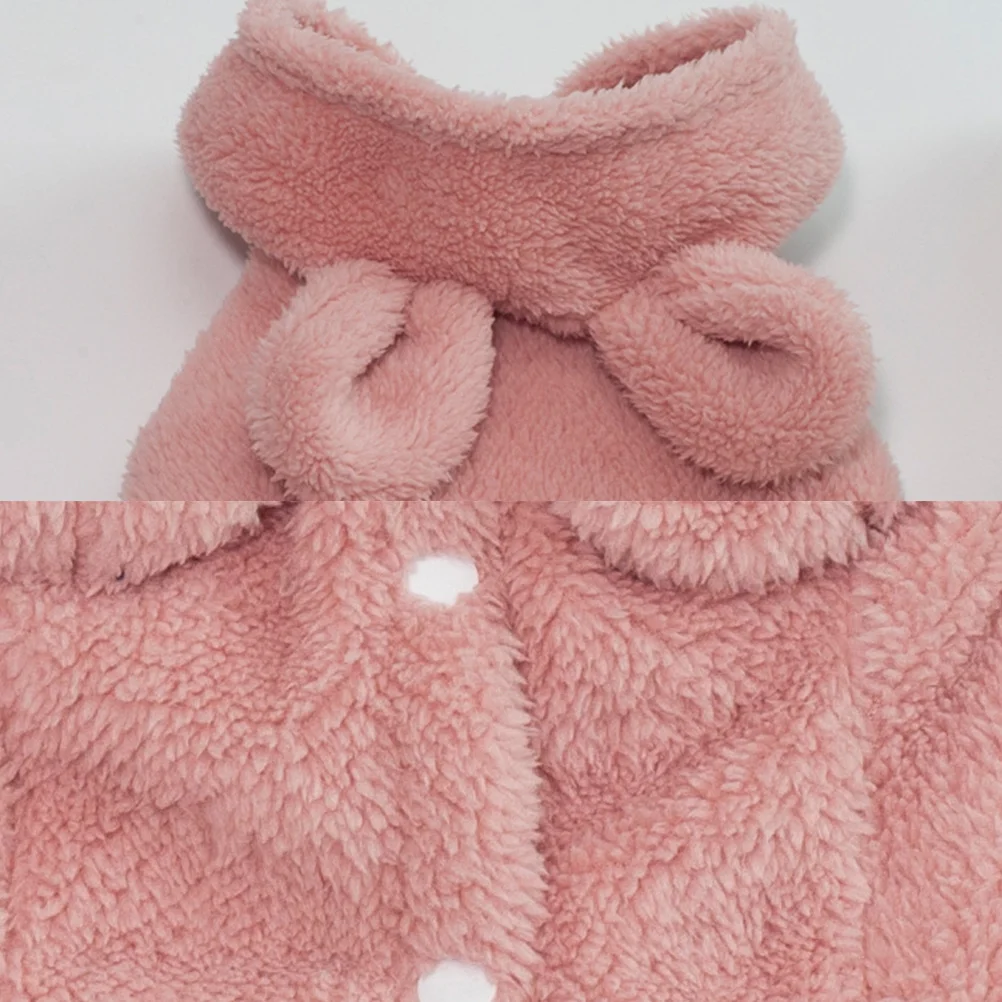 

Small Bear Ears Pet Clothes Pink S Size Winter Dog Coat Hooded Buckle Closure No Sleeve Warm Fleece For Dogs Dog Apparel