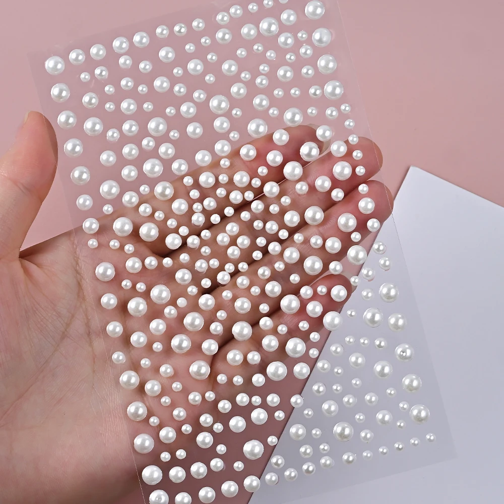 3D Round White Pearl Rhinestones Face Gem Stickers 3/4/5mm Mixed Self-adhesive Pearl Beads Jewel Face,Body,Nail,Hair Decoration - view 5