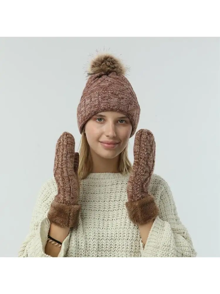 39bb-2-pieces-women-winter-cable-knit-beanie-hat-with-full-finger-gloves-mittens-set-thicken-thermal-plush-lined-skull