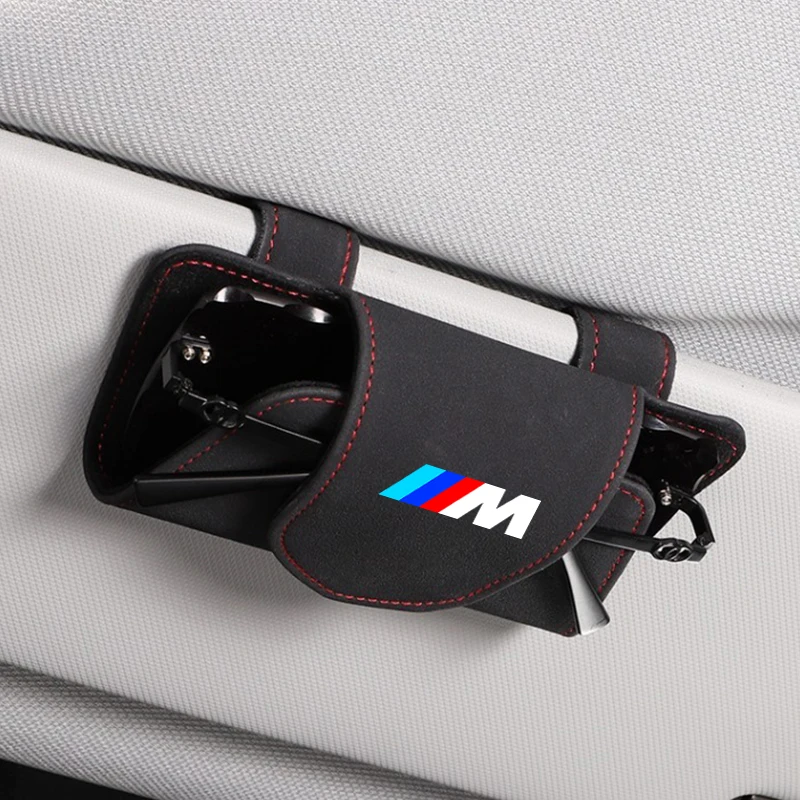 Car Sun Visor Glasses Case Sunglasses Storage Box Clips For BMW M Logo X1 X2 X3 X5 X6 X7 G20 G30 E46 E90 E60 F10 E70 E91 E30 E53