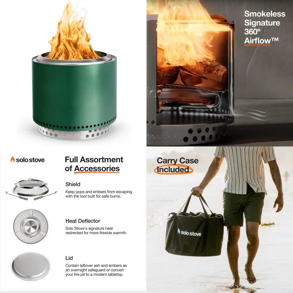 

Портативная бездымная костра для улицы, диаметр 19,5 дюйма со съемной формой для золы и подставкой — идеально подходит для косточек и кемпинга