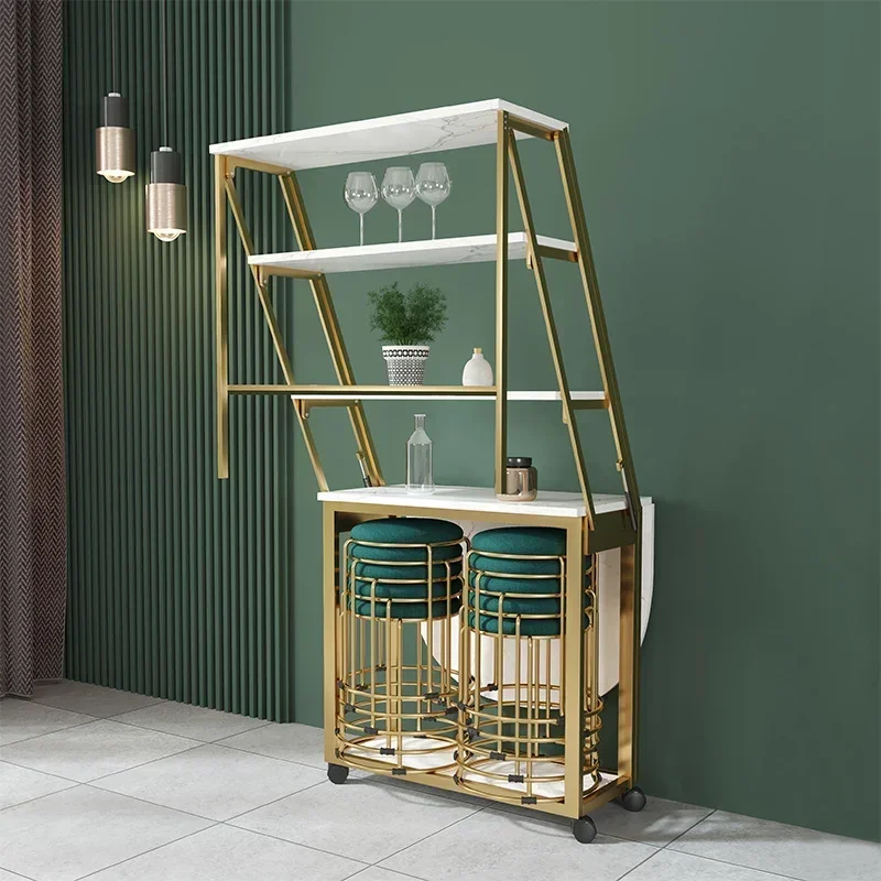 Applicable to luxury multi-functional folding retractable gold side cabinet living room storage cabinet