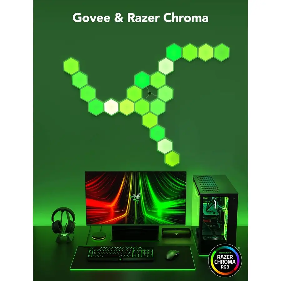 لوحات إضاءة Glide Hexa، مصابيح حائط LED سداسية RGBIC، مصابيح حائط إبداعية للمنزل الذكي WiFi مع مزامنة الموسيقى، تعمل مع Alexa G #5