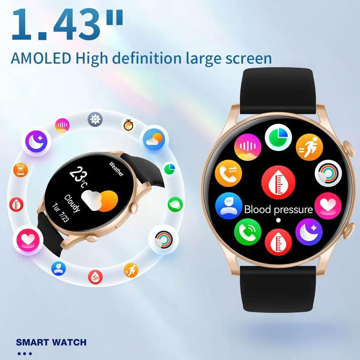 2024 New AMOLED Smartwatch for Men & Women - BP Health Monitor. Answer & Make Calls. Always on Display. Waterproof. Stylish