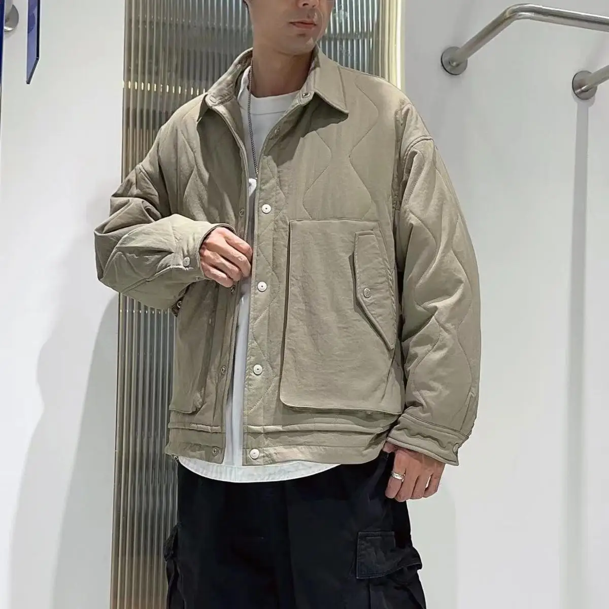 Leichte Streetwear Männer Parkas Jacken Dicke Winter Mode Lässig Lose Übergroßen Warme Mäntel Stehkragen Einfarbig Parkas