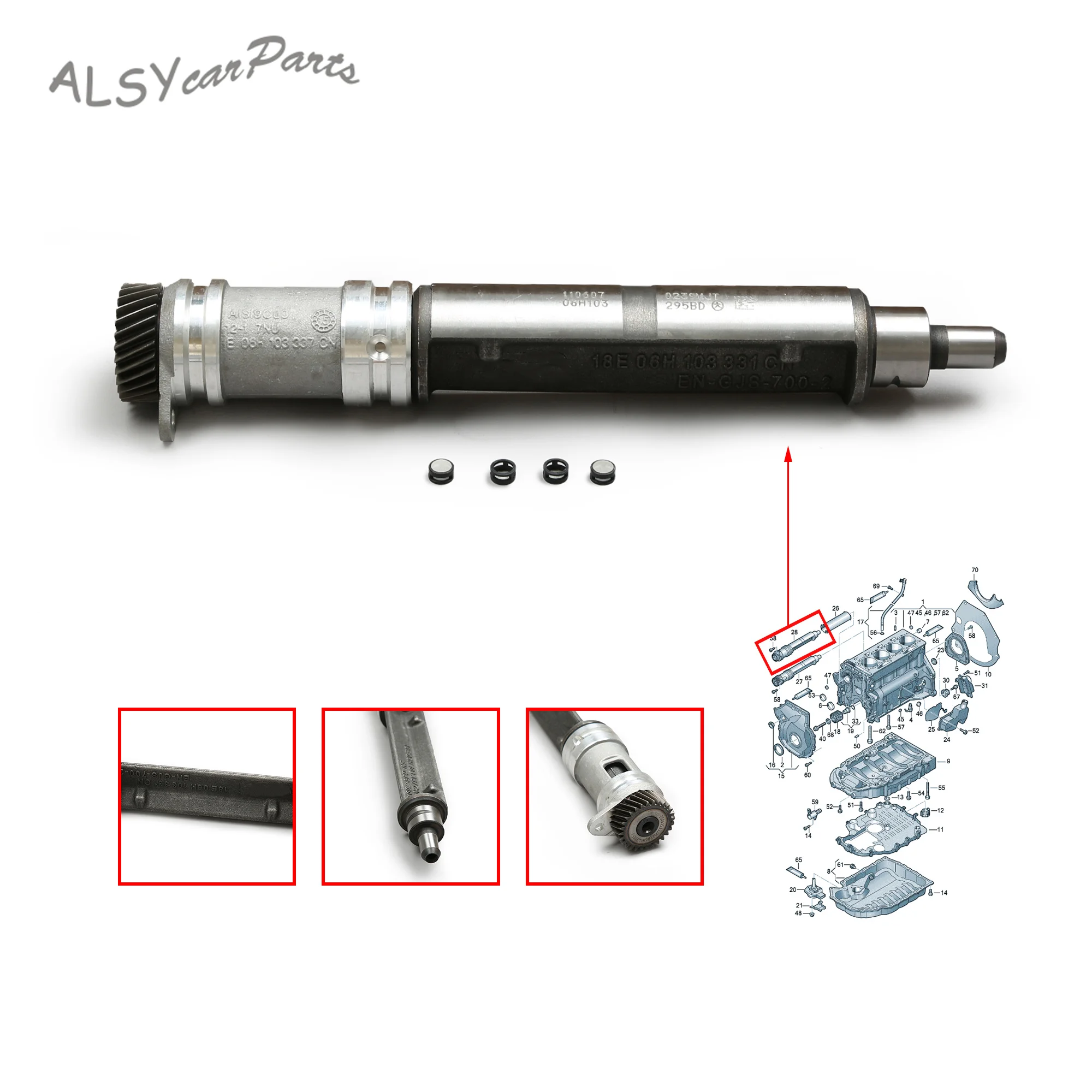 

Правый балансировочный вал двигателя и комплект масляного фильтра для VW ПАССАТ шаран Skoda Superb Seat Leon EA888 MK2 1,8 T 06H198205B