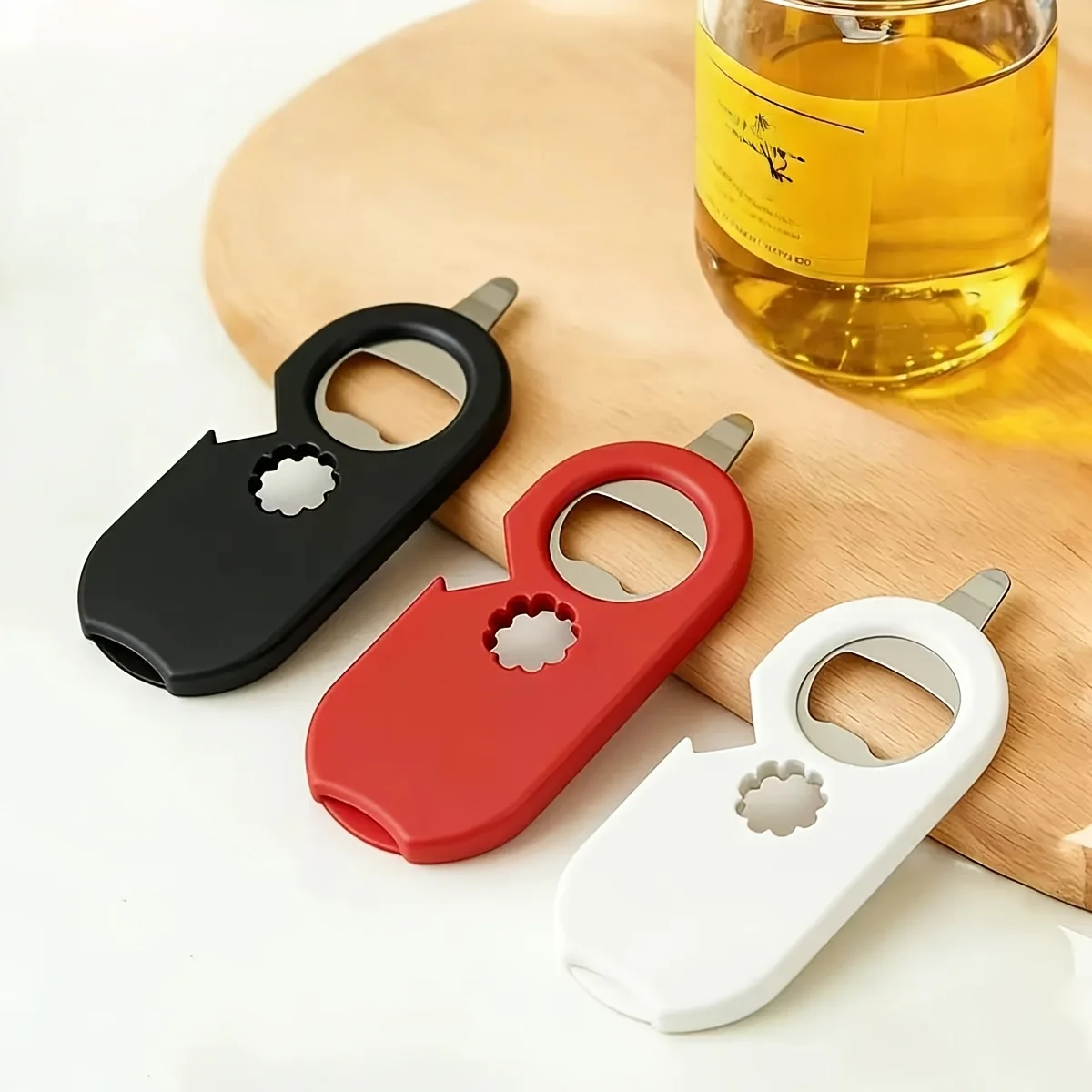 

5-in-1 Multi-Purpose Bottle Opener with Built-in Magnet -Stainless Steel Beer Bottle Opener,Lid Remover for Seniors & Weak Hands