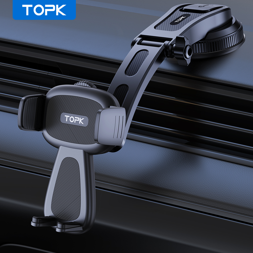 TOPK Dash Mounted Holders Phone Holders for Your Car Phone Mount for Car Dashboard Hands Free Automobile Cell Phone Holder
