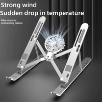 Adjustable Aluminum Alloy Laptop Fan Stand, Durable and Stable Lift Cooling Base, Suitable for 10-17inch Laptops and Tablets