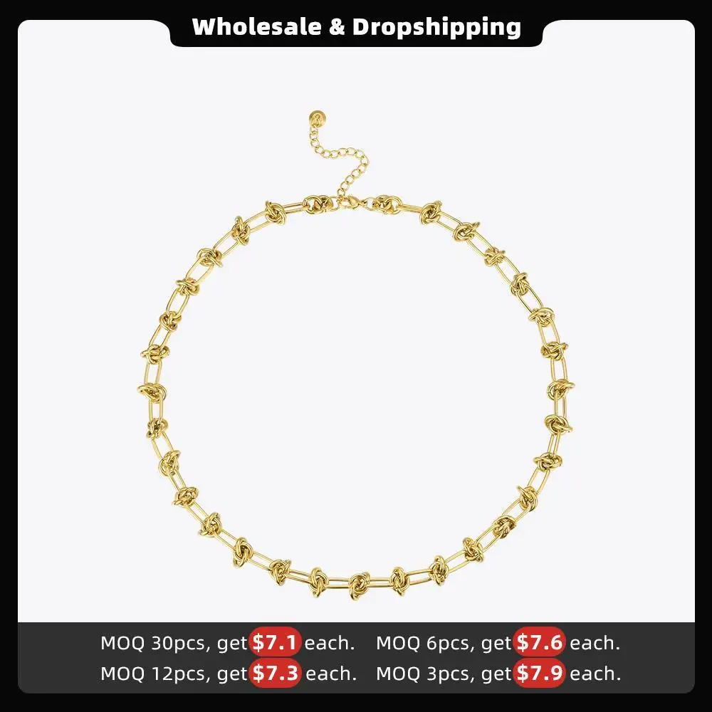 ENFASHION Punk Knot Choker Necklaces For Women Gold Color Stainless Steel Link Chain Necklace 2020 Holiday Fashion Jewelry P3120