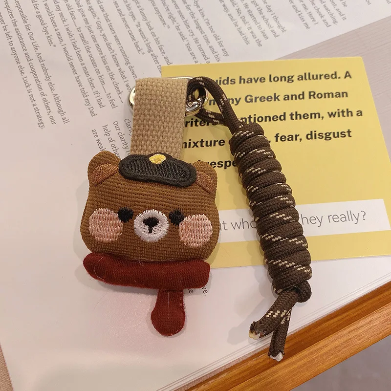 HD10360A06 Literary Mori series cotton-filled bear car keychain pendant creative woven lanyard bag pendant girl