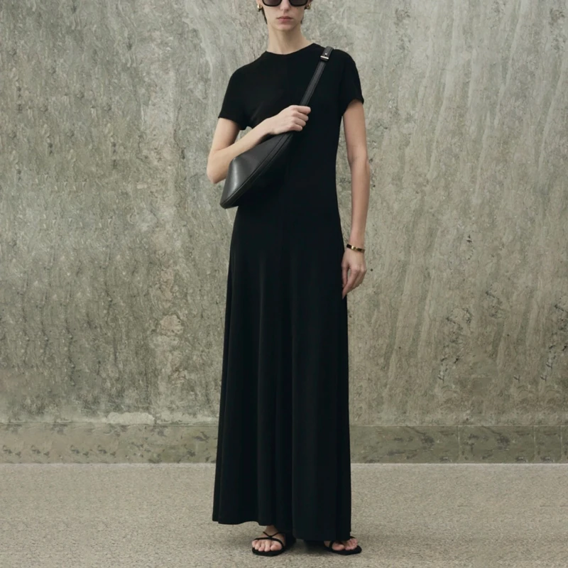 

Женское платье Nordic Sle TT: элегантное, приталенное, с круглым вырезом, длинное, черное, для повседневной носки